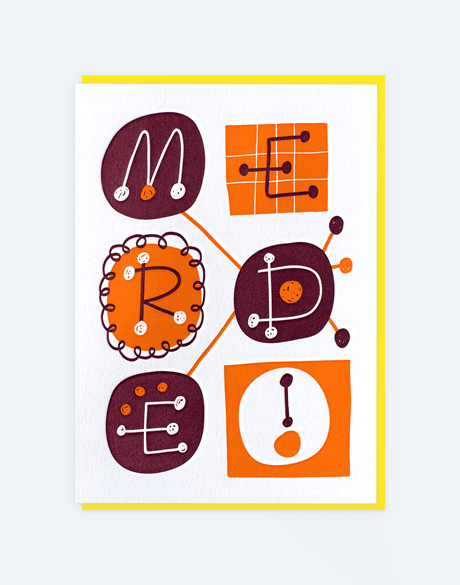 Carte Letterpress de Paris, illustration Mathieu Julien, impression letterpress 2 couleurs