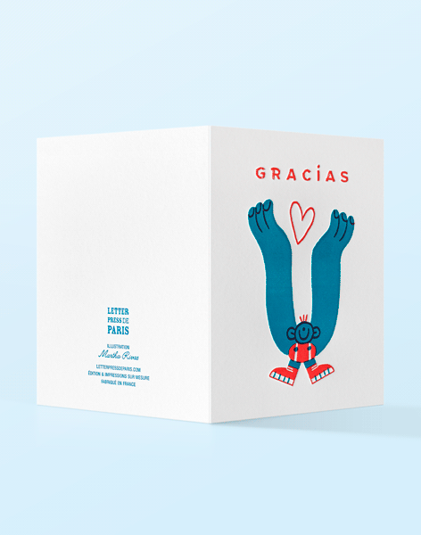 Carte letterpress "Gracias", illustration Martha Rivas - Édition Letterpress de Paris	