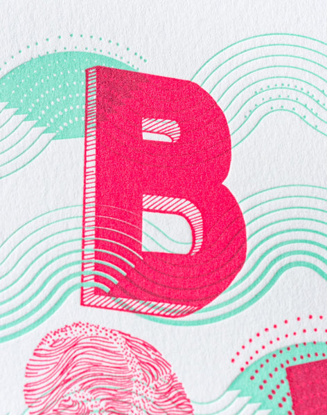 Détail - Affiche letterpress "Bal", illustration Daniella - Édition LETTERPRESS DE PARIS