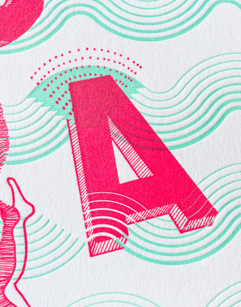 Détail - Affiche letterpress "Bal", illustration Daniella - Édition LETTERPRESS DE PARIS