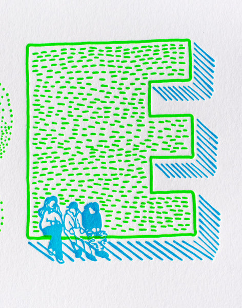 Détail - Affiche letterpress "Rythme", illustration Daniella - Édition LETTERPRESS DE PARIS