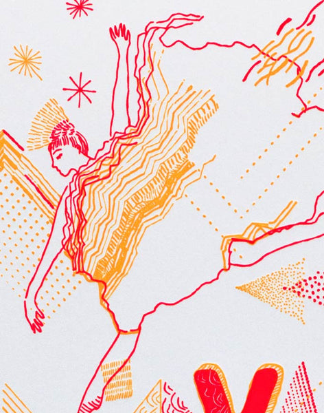 Détail - Affiche letterpress "Mix", illustration Daniella - Édition LETTERPRESS DE PARIS
