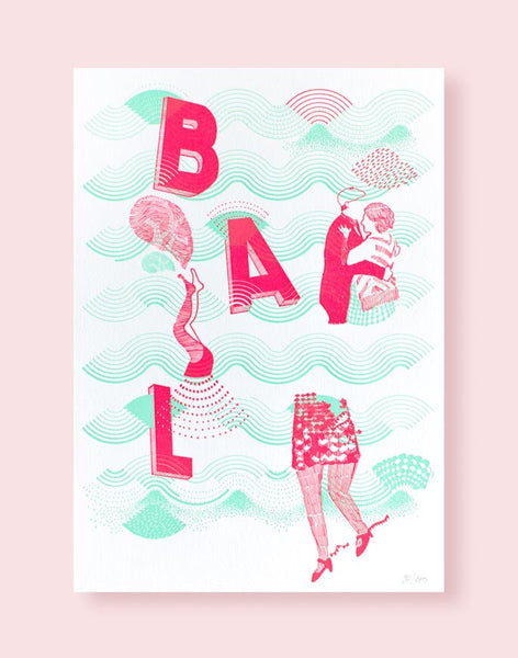 Affiche letterpress "Bal", illustration Daniella - Édition LETTERPRESS DE PARIS