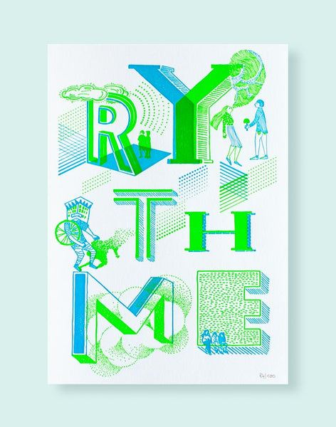 Affiche letterpress "Rythme", illustration Daniella - Édition LETTERPRESS DE PARIS