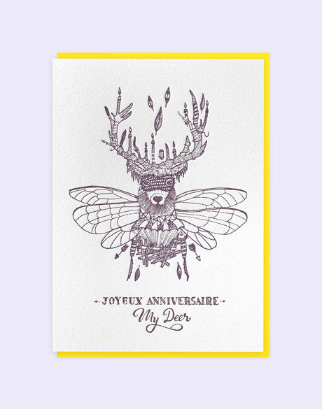 carte double impression letterpress, carte anniversaire, illustration Little Madi